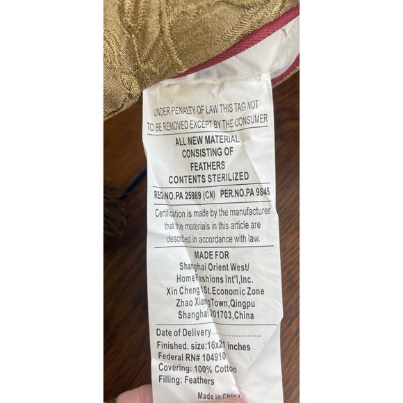 Shanghai Orient West Accent Pillow 16" x 21" Feather Bronze Burgundy Stylish - Picture 7 of 10